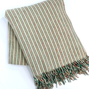Vintage Troy Stipe Blanket Scarf Snuggler 100% Wool Throw